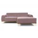 Sofá 3 Lugares Molino com Chaise Direito Veludo Rosa e Dourado