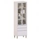 Paneleiro Alto para Cozinha com Portas de Vidro Atenas Cinza Cristal/Vidro Canelado