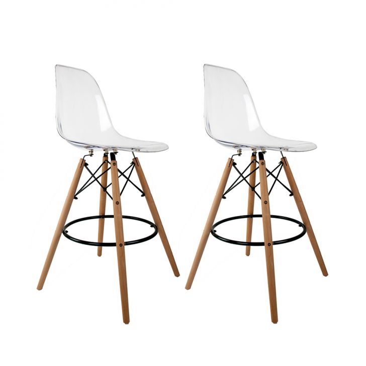 Conjunto com 2 Banquetas Charles Eames Cristal
