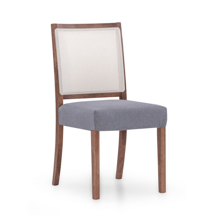 Cadeira Naomi Linho Cinza e Avelã