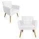 Kit 02 Poltronas Decorativas Onix Corino Branco - DS Móveis