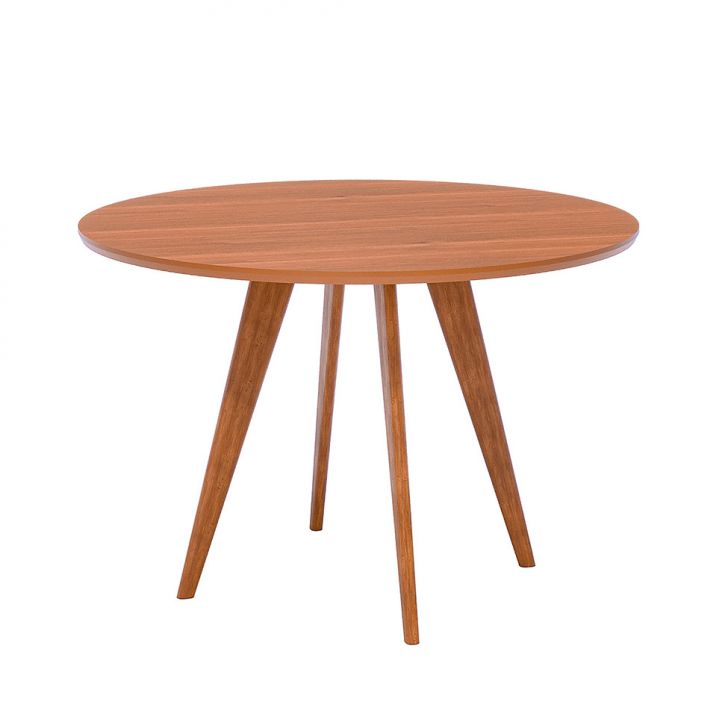 Mesa de Jantar Redonda com Tampo MDF Acerola Cinamomo e Madeira 109 cm