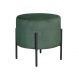 Puff Banqueta Redondo Decorativo Carol Braço De Ferro Preto - Veludo Verde