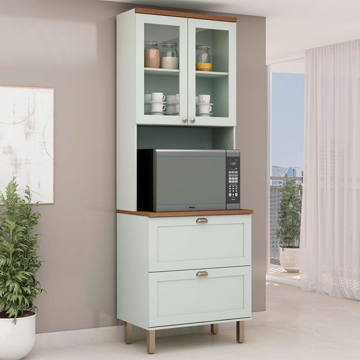 Cristaleira para Forno Iluminata com Vidro 4 Portas Verde Mint