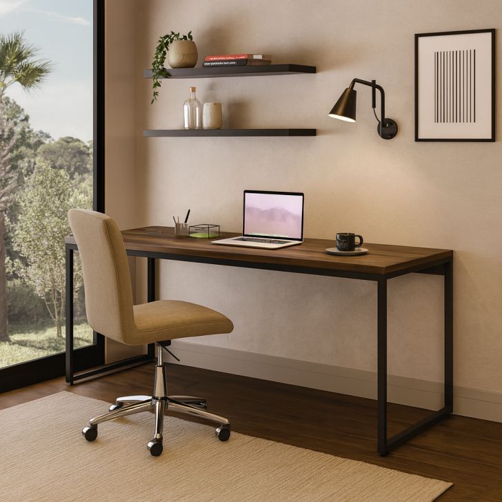 Escrivaninha Nanda Nogal e Preta 180 cm