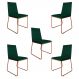 Kit 5 Cadeiras de Jantar Estofada Lille Base Bronze Veludo Verde - Montanaris Decor