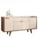 Buffet Aparador Melodia com 2 Portas e 2 Gavetas Off White/Castanho - HB Móveis