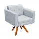 Poltrona Giratória Elisa Suede Cinza Base Madeira MM30 D'Rossi