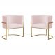 Kit 2 Poltronas Decorativa Sala de Estar Luana Base Gold Suede Rosa Claro - Montanaris Decor