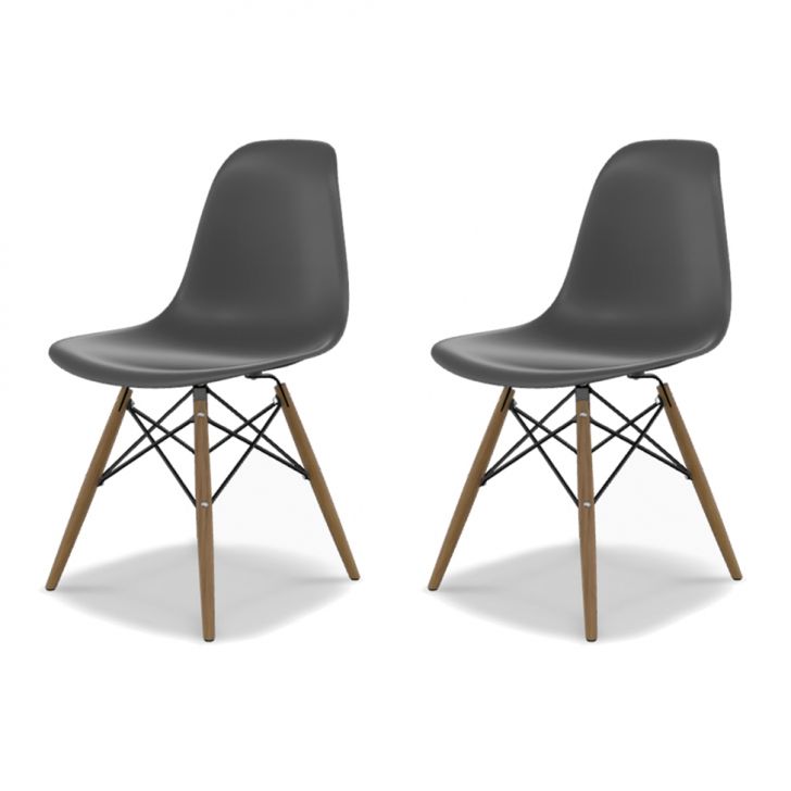 Conjunto com 2 Cadeiras Eames DSW Konkret e Madeira