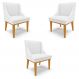 Kit 3 Cadeiras Decorativas Sala de Jantar Base Fixa de Madeira Firenze PU Branco Fosco/Castanho G19 - Gran Belo