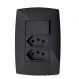 Cj Interruptor Paralelo + Tomada Dupla 10A 4X2 - Blux Home Grafite