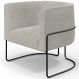 Poltrona Para Sala De Estar Decorativa Fixa Base Aço Preto Betina D02 Bouclê Creme - Lyam Decor