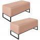 Kit 02 Puffs Decorativo Para Sala de Estar Cléo W01 Base de Ferro 90 cm Linho Rosê - Lyam Decor