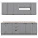 Cozinha Modulada 10 Pecas 240 cm CE792 Americana Cinza Calcare Henn