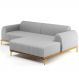 Sofá 5 Lugares com Chaise Direito Para Sala de Estar Molino 300cm D02 Linho Cinza D-315 - Lyam Decor