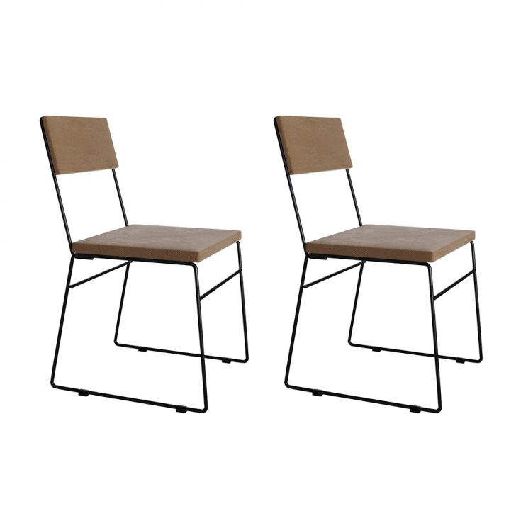 Conjunto com 2 Cadeiras Málaga Veludo Marrom e Preto