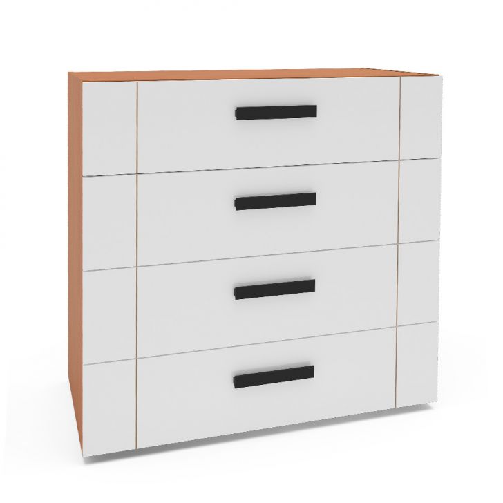 Cômoda Lisboa 4 Gavetas Branca e Freijó