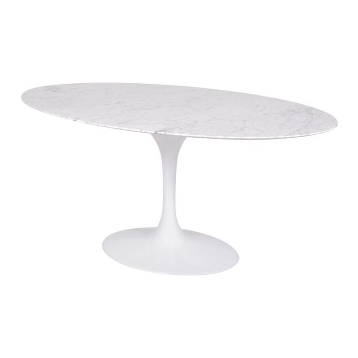 Mesa Saarinen Oval Carrara 198x122cm - Base Branca