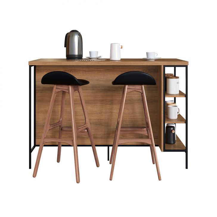 Bancada Ilha Namur 2 Portas Mel e Grafite