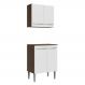 Kit com Armário Aéreo e Balcão 64cm Rustic/Branco Emilly Madesa