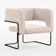 Poltrona Decorativa Scarlett D02 Base de Aço Preto Veludo Bege B-309 - Lyam Decor