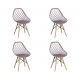 Conjunto com 4 Cadeiras Base Madeira Cloe Camurça