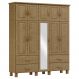 Guarda Roupa Madeira Maciça 10P 4G Espelho 195 cm 1145 Freijo Milani Store