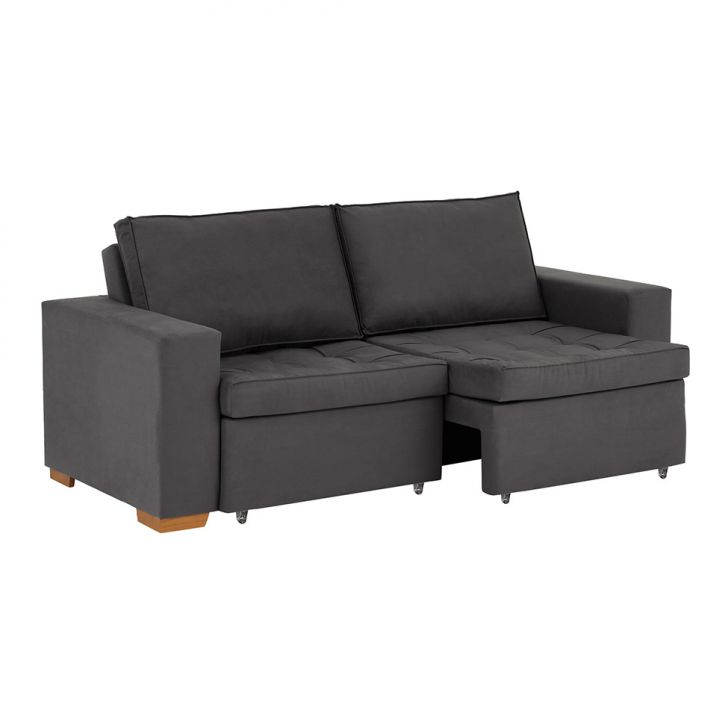 Sofá 3 Lugares Retrátil Classic Linho Grafite 180 Cm
