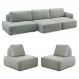 Conjunto Sala de Estar 1 Sofá Retrátil Modulado 312cm e 2 Poltronas Santiago Bouclê Cinza G89 - Gran Belo
