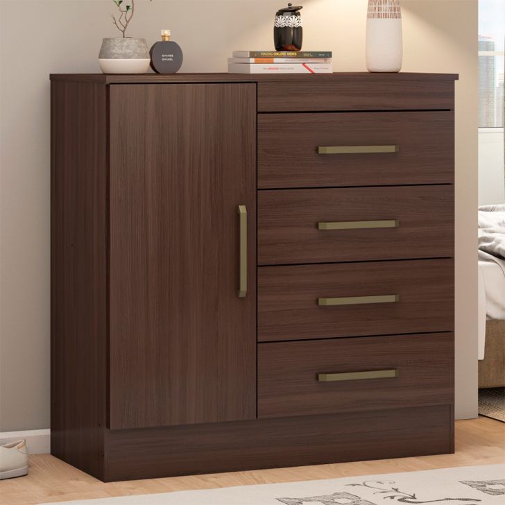 Cômoda Montevidéu 1 Porta 4 Gavetas Café