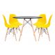Conjunto - Mesa Eames 100 cm preto + 4 cadeiras Eames Eiffel DSW amarelo
