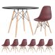 Mesa redonda Eames 100 cm preto + 6 cadeiras Eiffel DSW Marrom