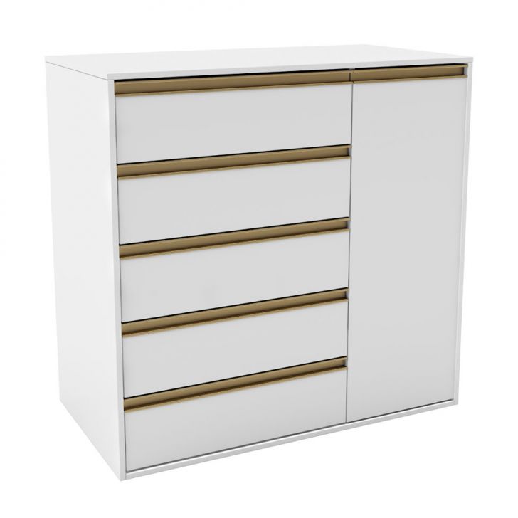 Cômoda Originale 1 Porta 5 Gavetass Branco