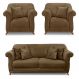 Kit 2 Poltronas e Sofá Living 2 Lugares 1,60m Vênus Suede Caramelo Pés Castanho - Pallazio