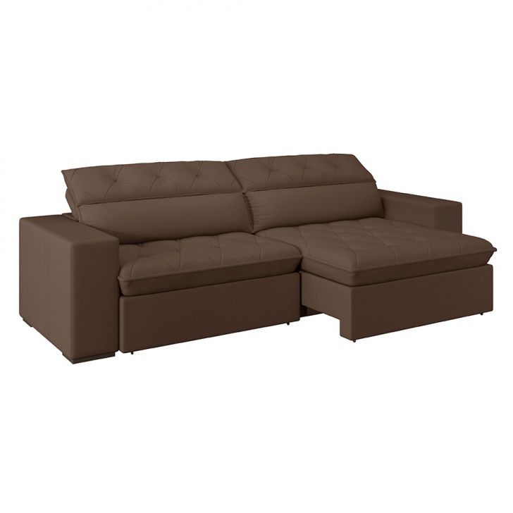 Sofá 5 Lugares Retrátil E Reclinável Com Usb Jazz Molas Suede Chocolate 290 Cm