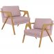 Kit 02 Poltronas Decorativas Para Sala Estar Pietra Estrutura De Madeira L02 Suede Rosê - Lyam Decor