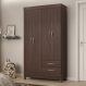 Guarda-Roupa Solteiro 4 Portas 2 Gavetas 110cm Multimóveis CR35281 Café Touch