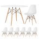Mesa redonda Eames 120 cm + 6 cadeiras Eiffel DSW Mesa branco com cadeiras branco