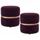 Kit 2 Puffs Decorativos Com Cinto Rosê Round B-292 Veludo Uva - Domi