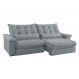 Image of Sofá 3 Lugares Retrátil e Reclinável Aruba Veludo Cinza Claro 210 cm MO895UP59QUIMOB