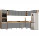 Armário de Cozinha Modulada de Canto 9 Peças CP05 Balcão com Tampo Castanho/Cinza - Lumil