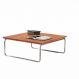 Mesa de Centro Munique 70x70 cm Castanho com Base Cromada
