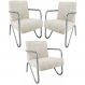Kit 3 Poltronas Para Sala de Espera Recepção Em Suede Bege Com Braços Cromados Decorativa Confortável Até 120 Kg - PS