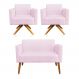 Kit 01 Namoradeira 02 Lugares e 02 Poltronas Marisa Suede Rosa Bebê Base Giratória Madeira MA30 D'Rossi