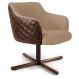 Poltrona Decorativa Giratória Base X Jade D02 Linho Bege C-129 Tressê Corano Marrom - Lyam Decor