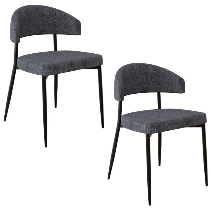 Cadeira de Jantar Estofada Kit 2 Chloe M25 Linho Lautrec Grafite - Mpozenato