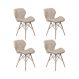 Kit 4 Cadeiras Estofada Eiffel Slim Wood Pés de Madeira Bege