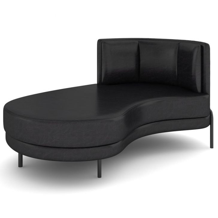 Chaise Longue Divã 164cm Braço Direito Logus D06 Sintético Preto - Mpozenato