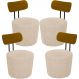 Kit 04 Poltronas Para Sala De Estar Decorativa Base Fixa Luara M03 Linho Cru - Lyam Decor